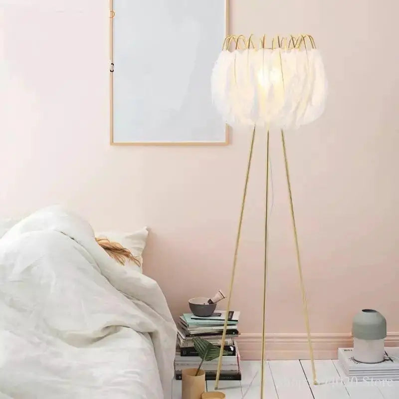 Afralia™ Modern Minimalist Feather Floor Lamp for Living Room - LED Art Light