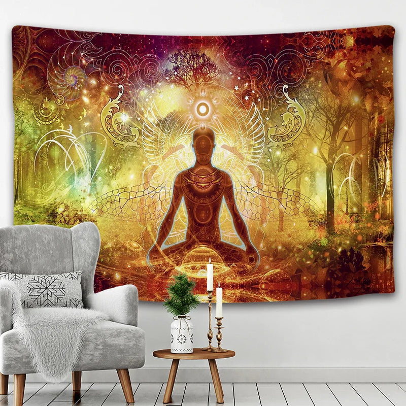 Afralia™ Meditation Chakra Mandala Tapestry: Yoga & Home Decor