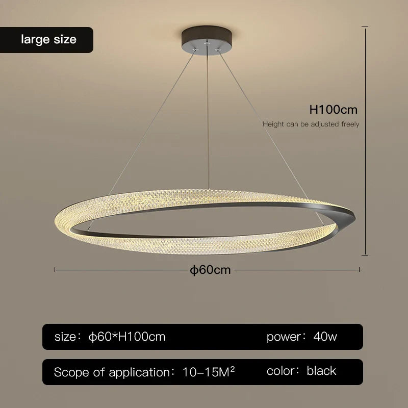 Afralia™ Black Circle Chrome Chandelier for Indoor Living Room Bedroom Kitchen Loft Office Hall