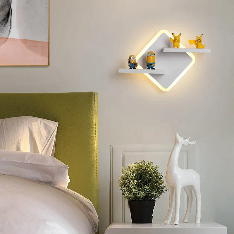 Afralia™ Nordic Loft Bed Desk & Shelf Sconces Modern Double Wall Light Square LED Lamp