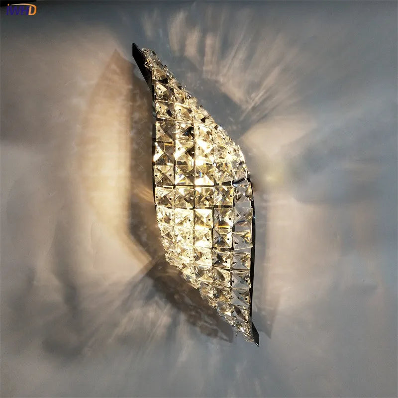 Afralia™ Nordic Crystal Wall Lamp LED Light for Living Room Bathroom Mirror Fixtures