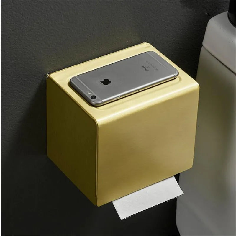 Afralia™ Brushed Gold Aluminum Toilet Paper Holder