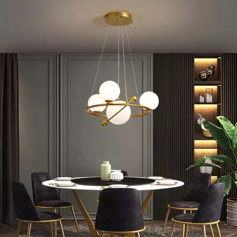 Afralia™ Gold LED Chandelier Rings for Living Kitchen Bedroom Dining Room