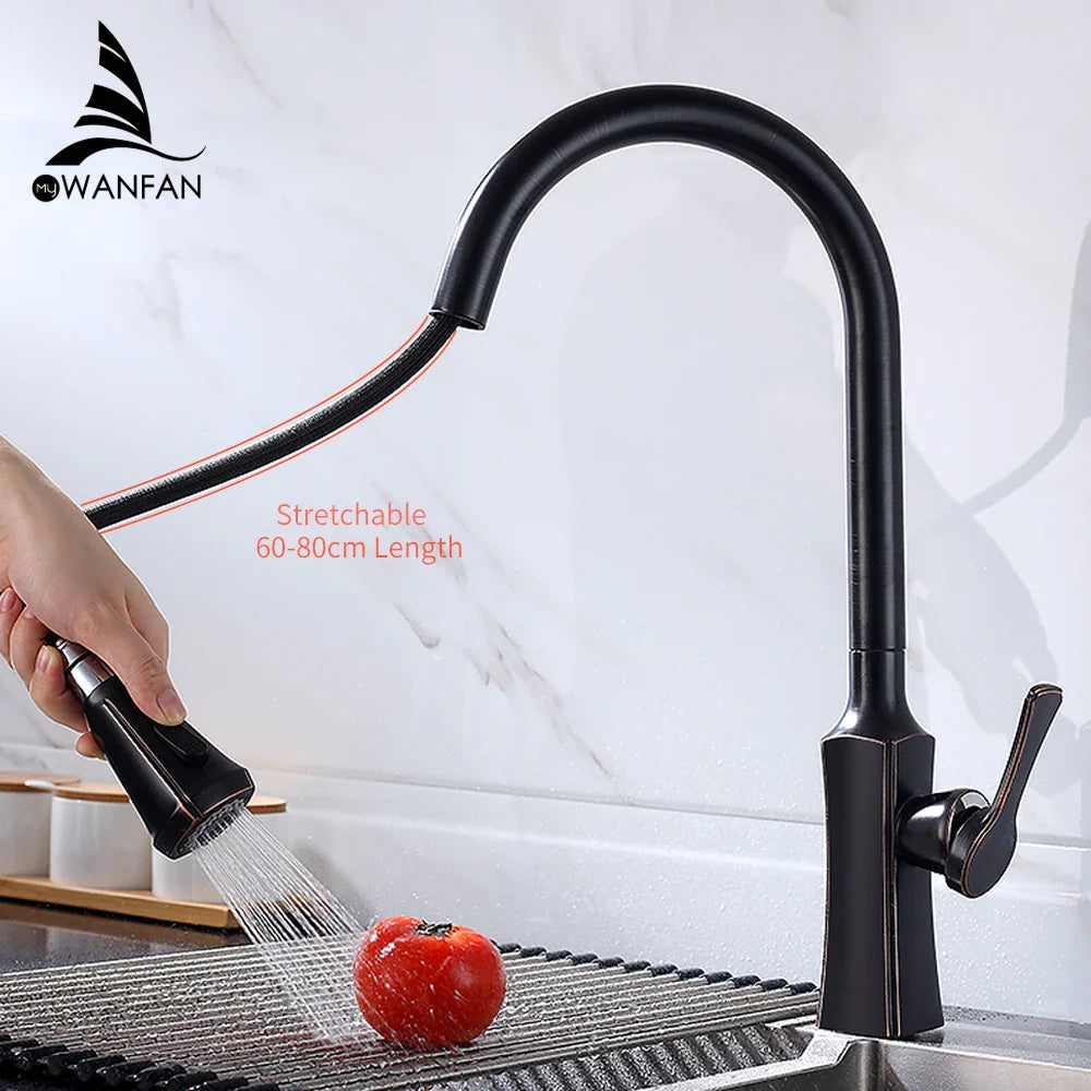 Afralia™ Chrome Kitchen Faucet Wall Mount Water Mixer Tap Black Sink Mixer