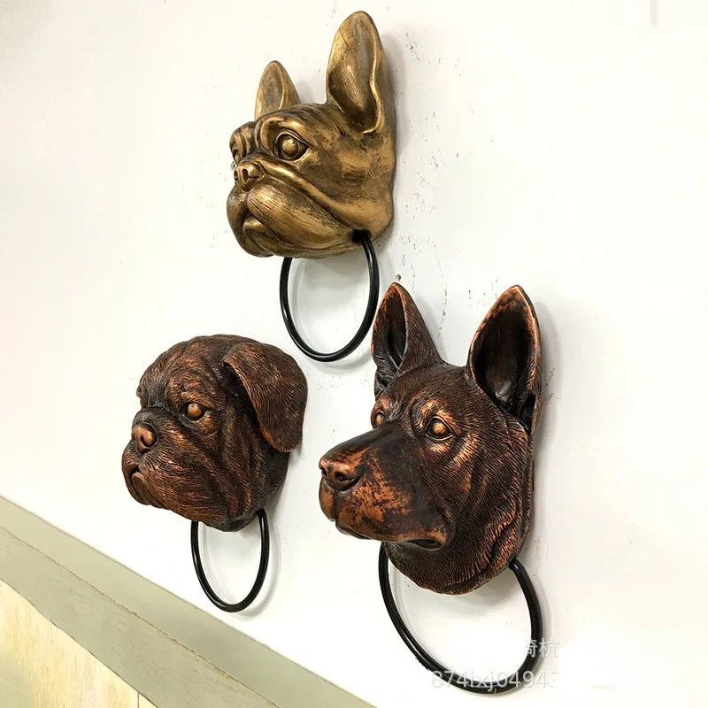 Afralia™ Dog Head Door Knocker Pendant Resin Wall Decoration, Courtyard Crafts