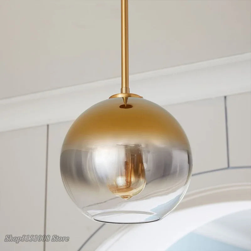 Afralia™ Glass Ball LED Pendant Light: Modern Silver Gold Nordic Kitchen Decor
