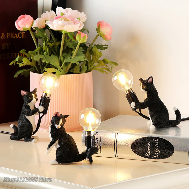 Afralia™ Cat Resin Table Lamp for Children's Bedroom and Home Decor