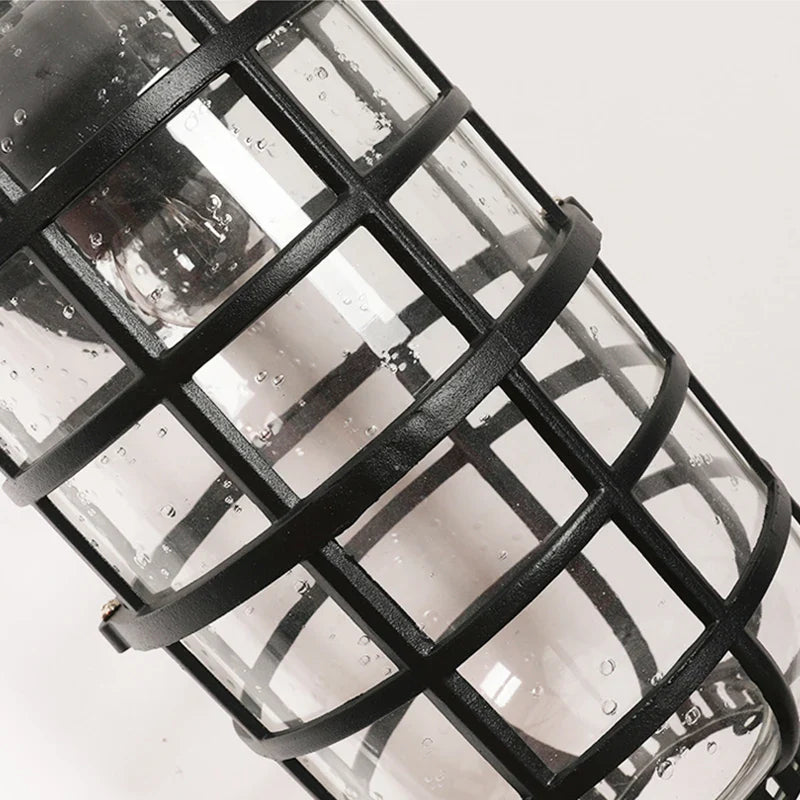 Afralia™ Retro Vintage Black Glass Outdoor Wall Sconce Luminaire