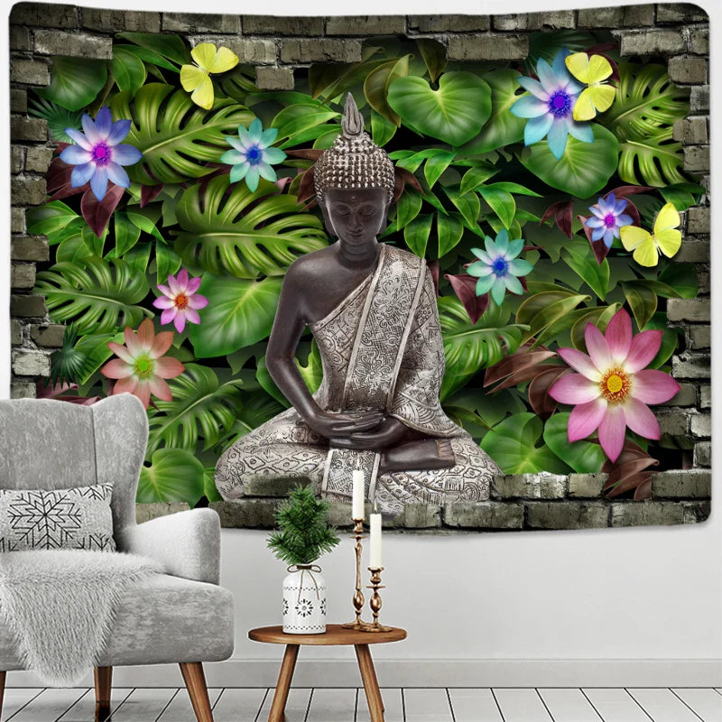 Afralia™ Buddha Meditation Mandala Tapestry Wall Hanging for Home Decor