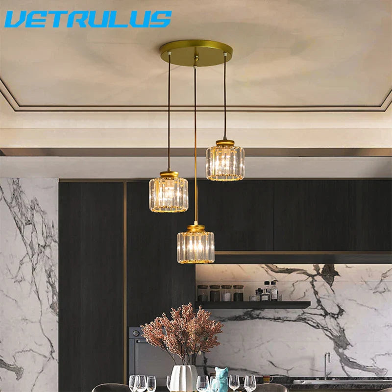 Afralia™ Crystal LED Pendant Chandelier for Dining Living Room Decor
