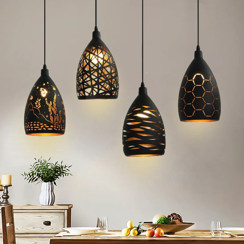 Afralia™ Iron Cage Pendant Light - 12W LED, Modern Design for Living Room, Restaurant, Shop