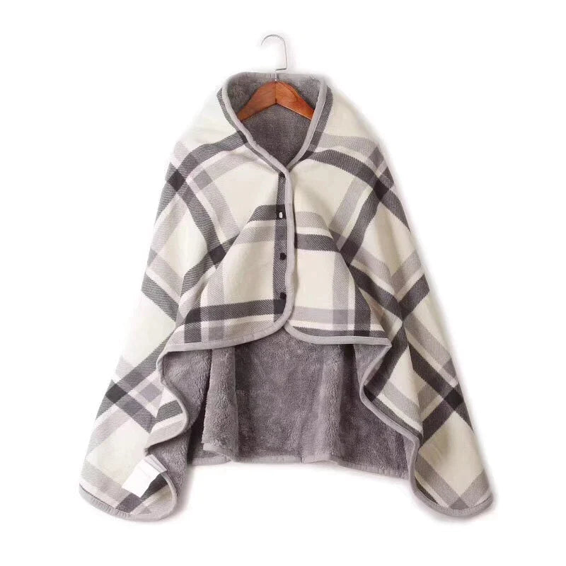 Afralia™ Plaid Fleece Buttoned Blanket - Cozy Winter Sofa & Bed Throw