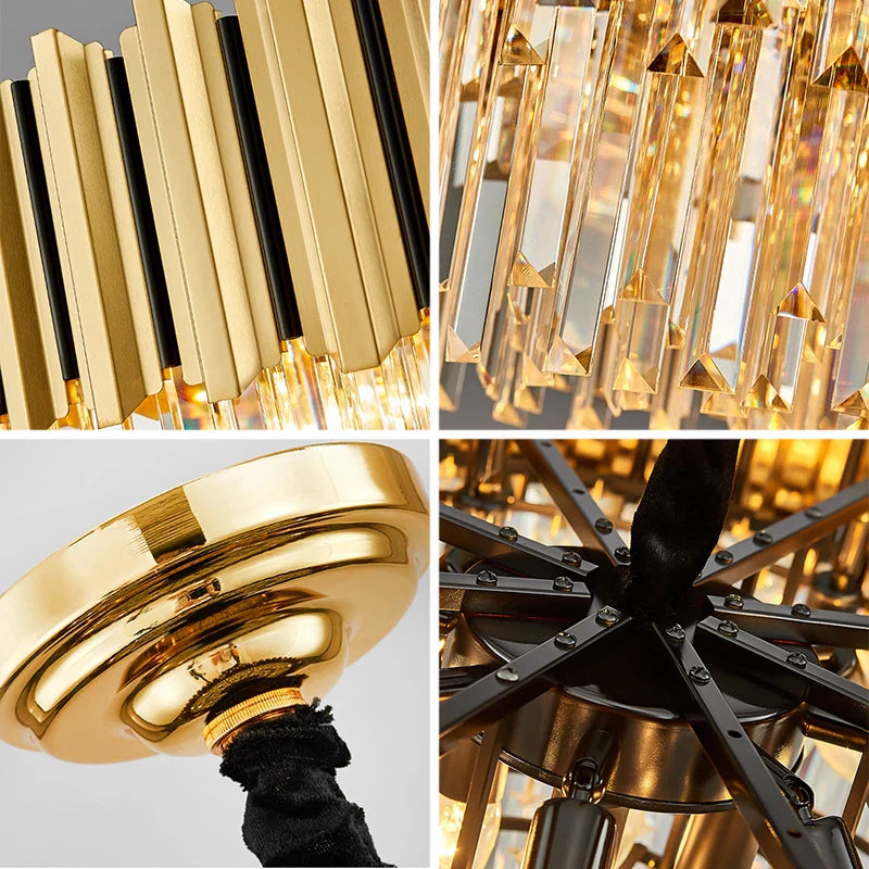 Afralia™ Modern Crystal Chandelier LED Light for Living Room Hotel Restaurant Bedroom