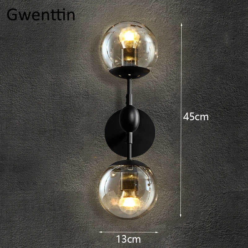 Afralia™ Glass Beans Wall Lamp Sconces LED Light Fixture for Home Deco Bedroom Hallway