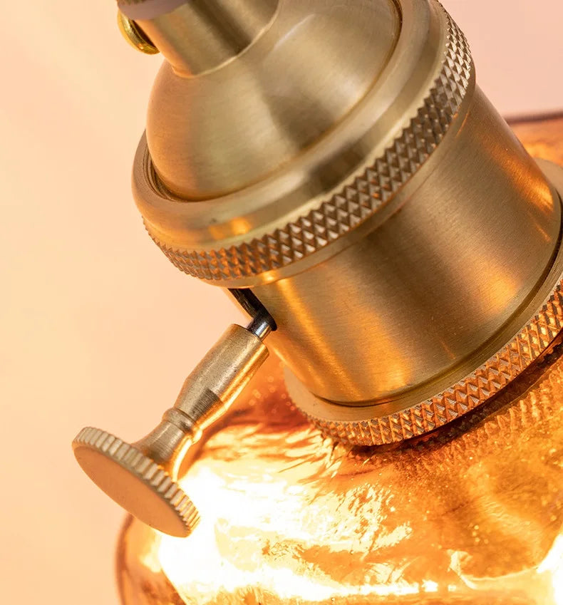 Afralia™ Amber Glass Wall Lamp Switch, Modern Copper LED Light for Home, Bedroom, Living Room