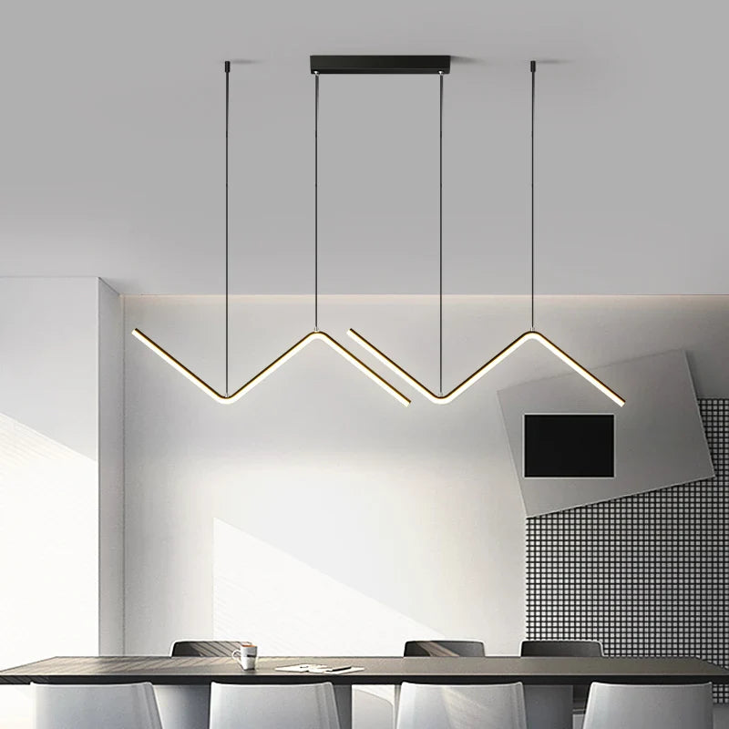 Afralia™ Modern Nordic Line Chandelier for Dining Table and Bar Settings