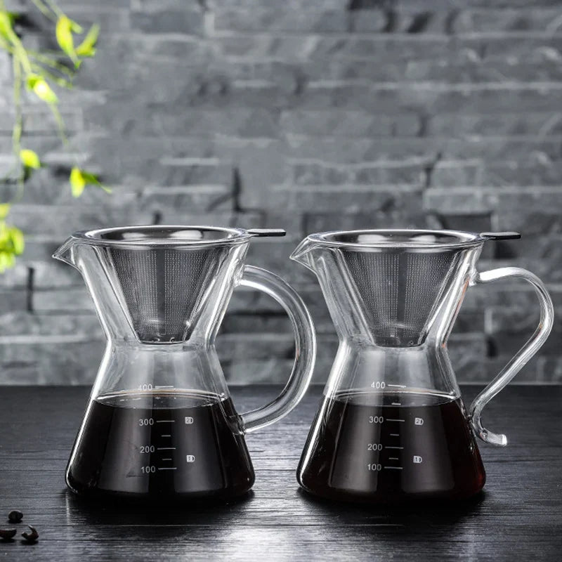 Afralia™ Glass Coffee Pot with Stainless Steel Filter - 400ml Heat Resistant Coffeeware