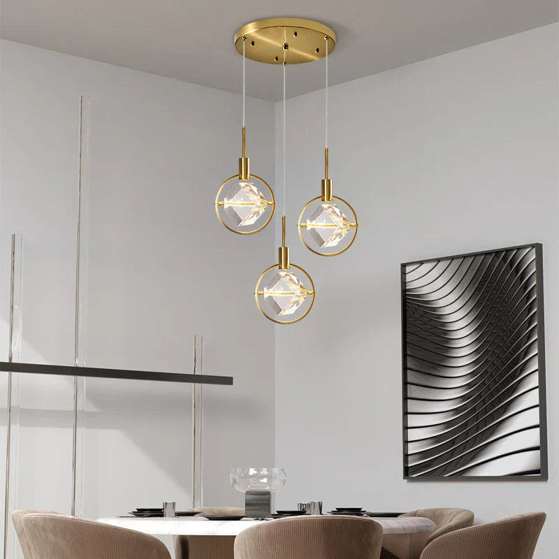 Afralia™ Nordic Crystal Chandelier Pendant for Bedroom Bar, Modern Luxury LED Light