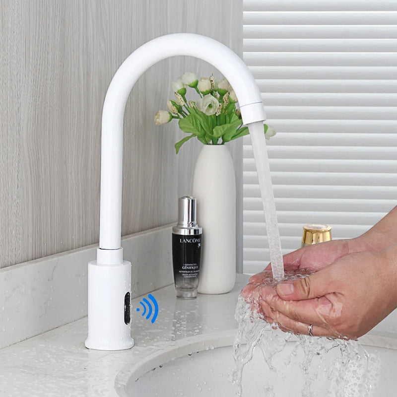 Afralia™ Automatic Sensor Bathroom Faucet, Solid Brass, Water Saving, Touch-Free Electric Tap