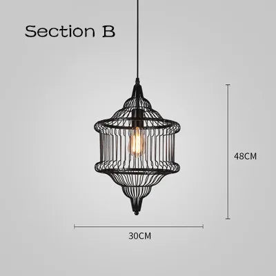Afralia™ Cage Light Frame Pendant Industrial Single Head Black Nordic Creative Fixture