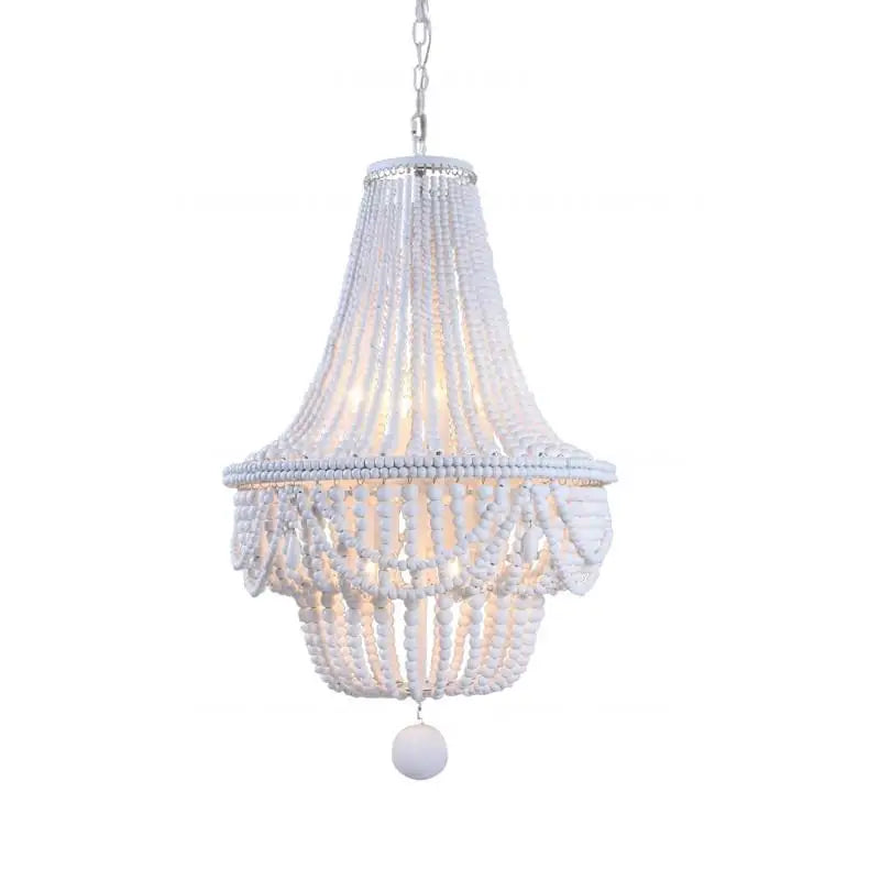 Afralia™ Retro Wooden Beads Chandelier in Blue Grey White for Kitchen Bedroom Nursery