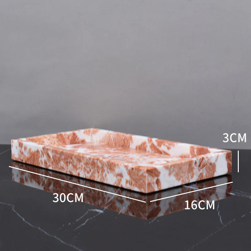 Afralia™ Marble Tray with Handle for Luxury Bathroom Vanity Storage