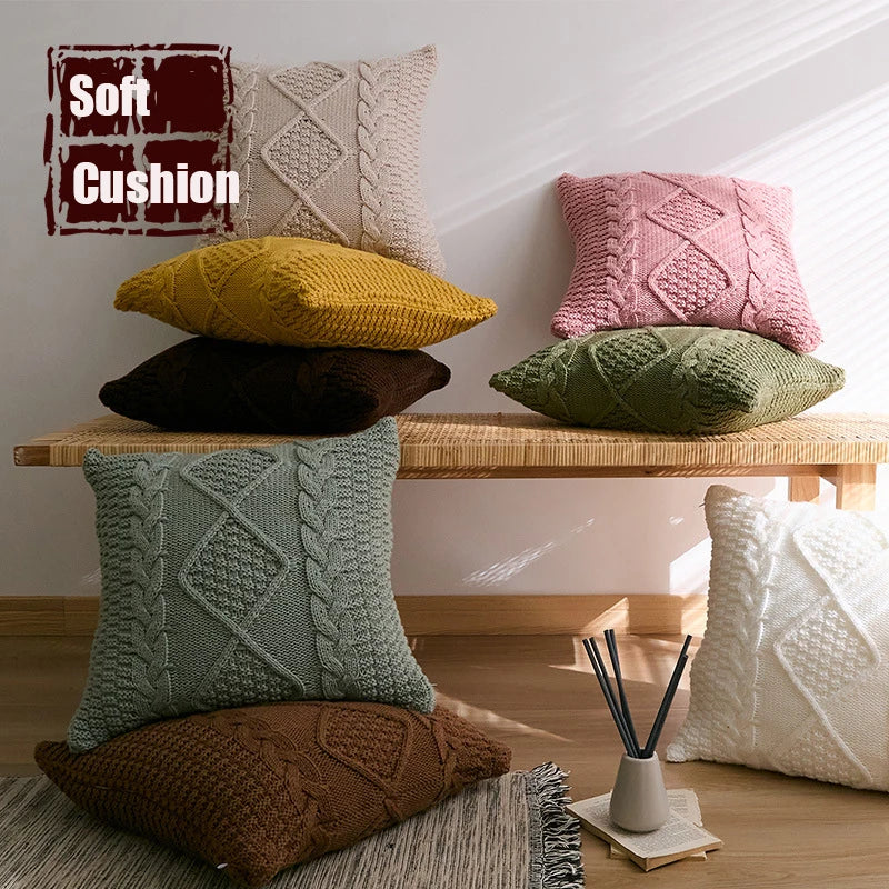 Afralia™ Knitted Rhombus Pillowcase: Super Soft Throw Pillow Cover for Home Decor