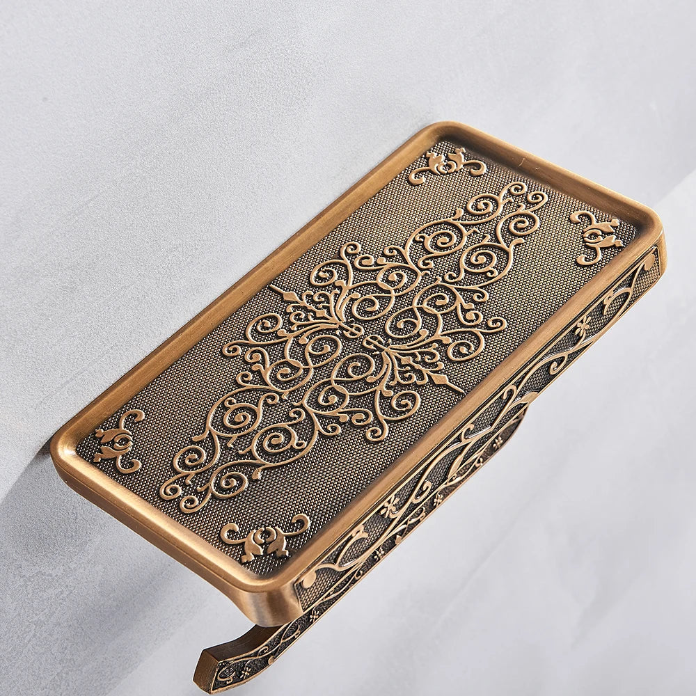 Afralia™ Zinc Alloy Toilet Paper Holder with Phone Shelf and Towel Rack