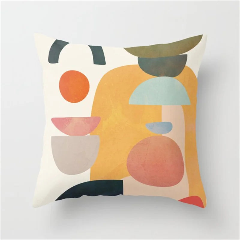 Afralia™ Simple Leaves Geometry Peach Skin Pillow Case for Home Decor