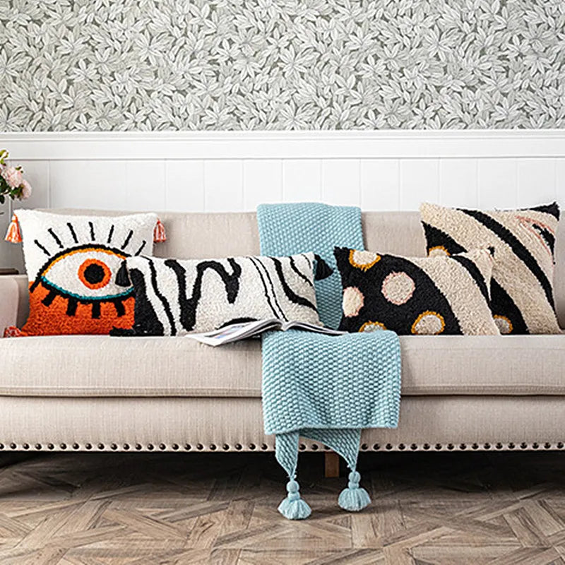 Afralia™ Orange Big Eyes Lumbar Pillowcase 30X60CM for Bed Sofa Home Decor