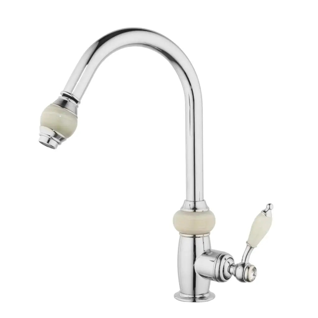 Afralia™ Golden Jade & Diamond Handle Kitchen Faucet with Swivel Pull Out Function