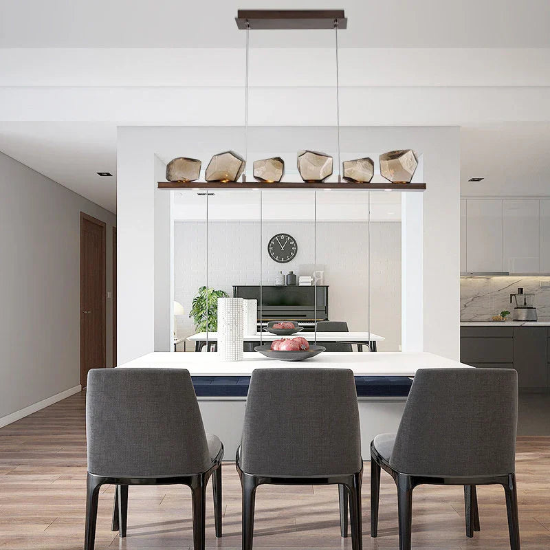 Afralia™ Stone Design G4 LED Round Chandelier for Modern Foyer Lighting