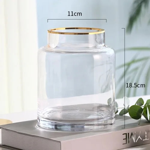 Afralia™ Gold Glass Vase Hydroponic Plant Flowers Living Room Dining Table Decor