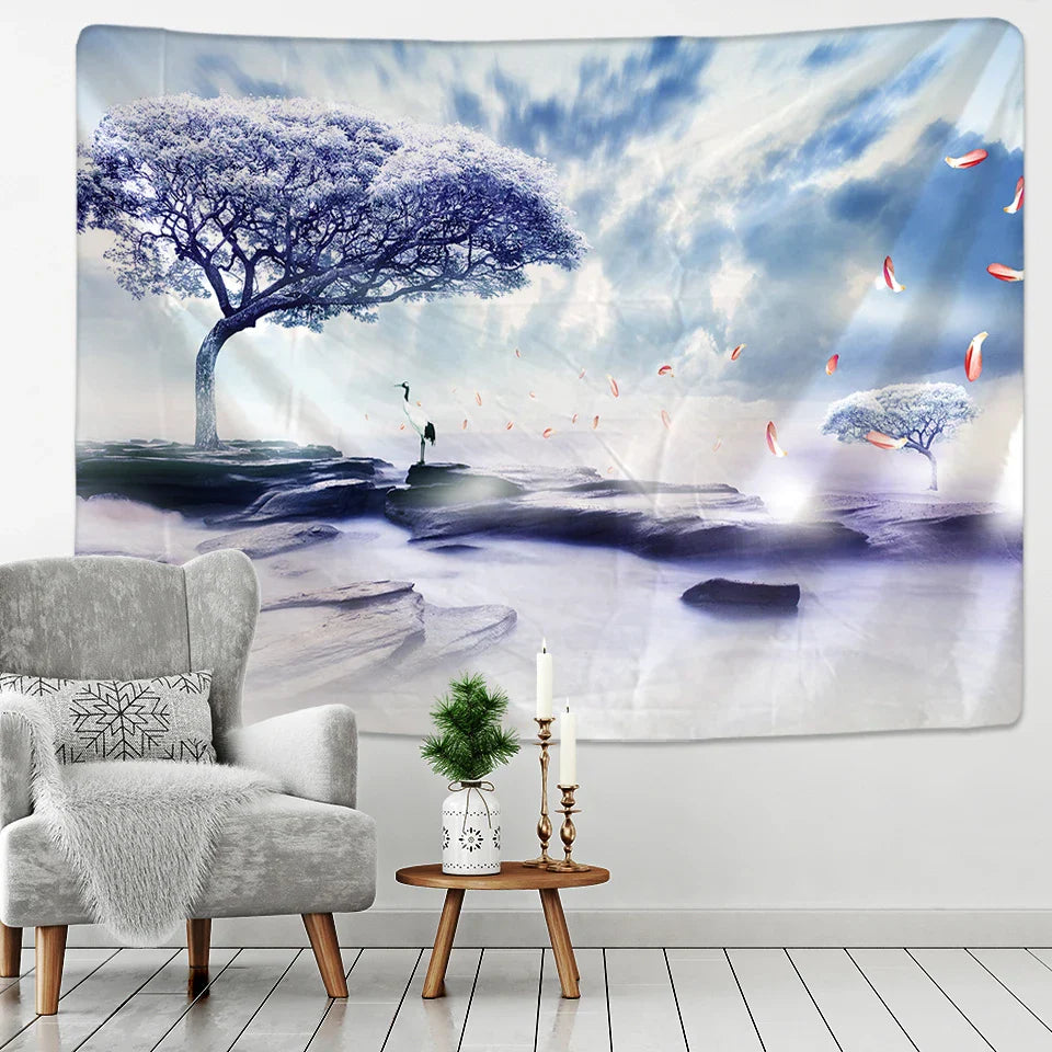 Afralia™ Tree Tapestry: Forest Starry Sky Hippie Wall Tapestries
