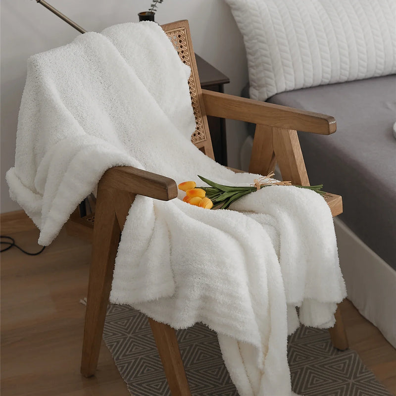 Afralia™ Fuzzy Downy Knitted Throw Blanket - Soft & Cozy Microfiber Quilt for Sofa, Bed, and Air Conditioning Room