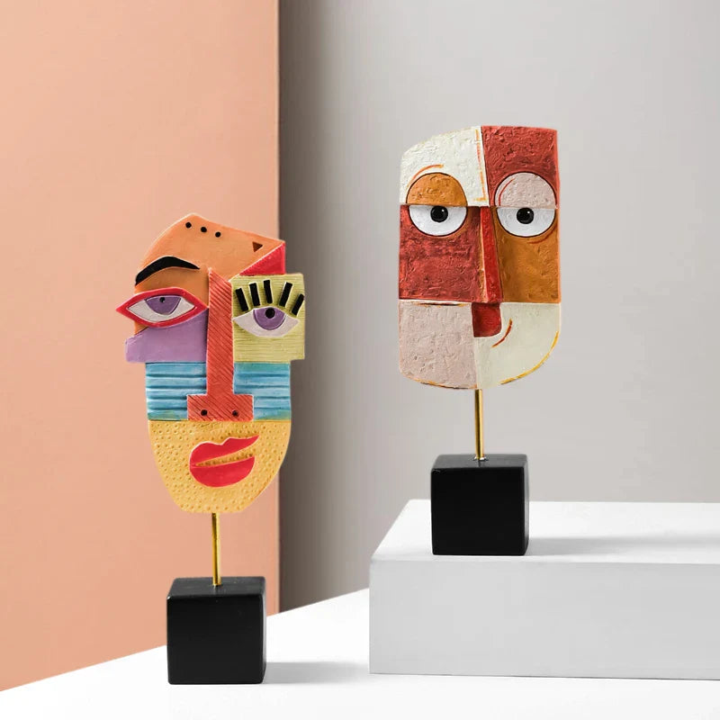Afralia™ Resin Face Art Abstract Tabletop Figurines Home Decoration Ornament