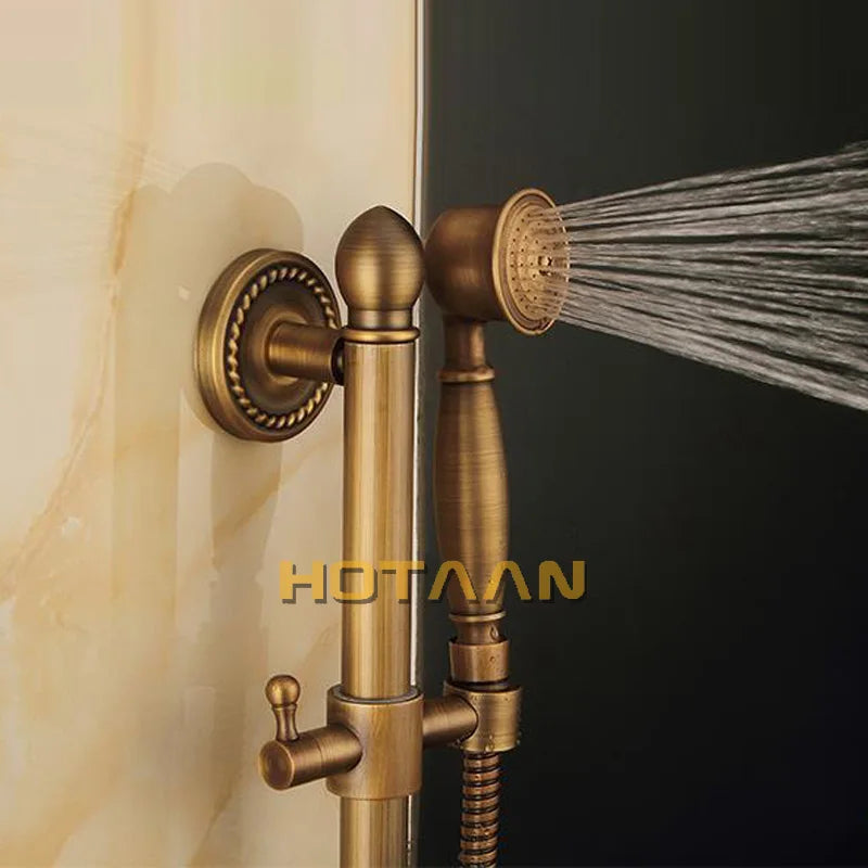 Afralia™ Antique Brass Hand Held Shower Head Kit - YT-5360-A