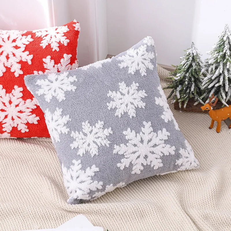 Afralia™ Snowflake Embroidery Pillow Covers | 45x45 Red Cushion Cover | Home Sofa Decor