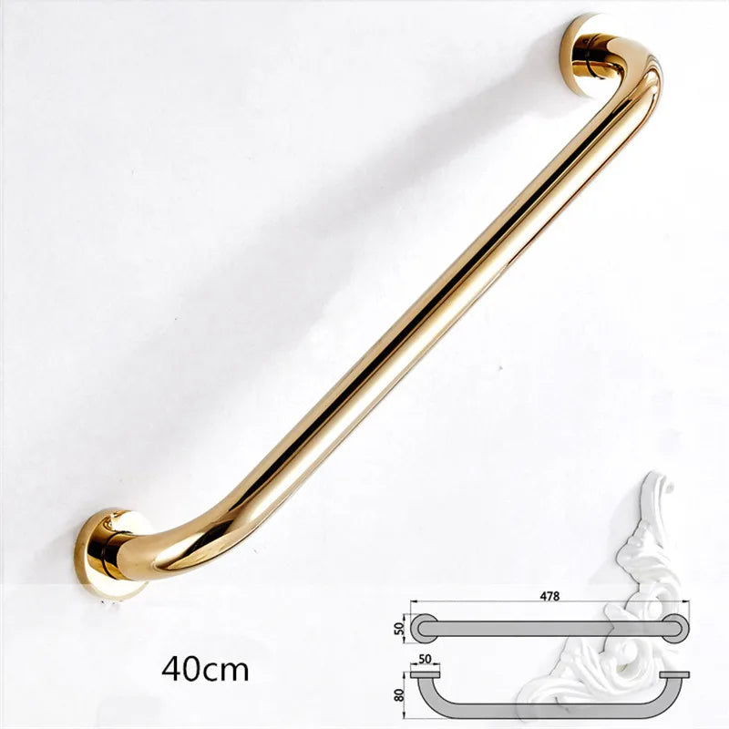 Afralia™ Gold Brass Bathroom Safety Bar Handrail for Tub and Shower