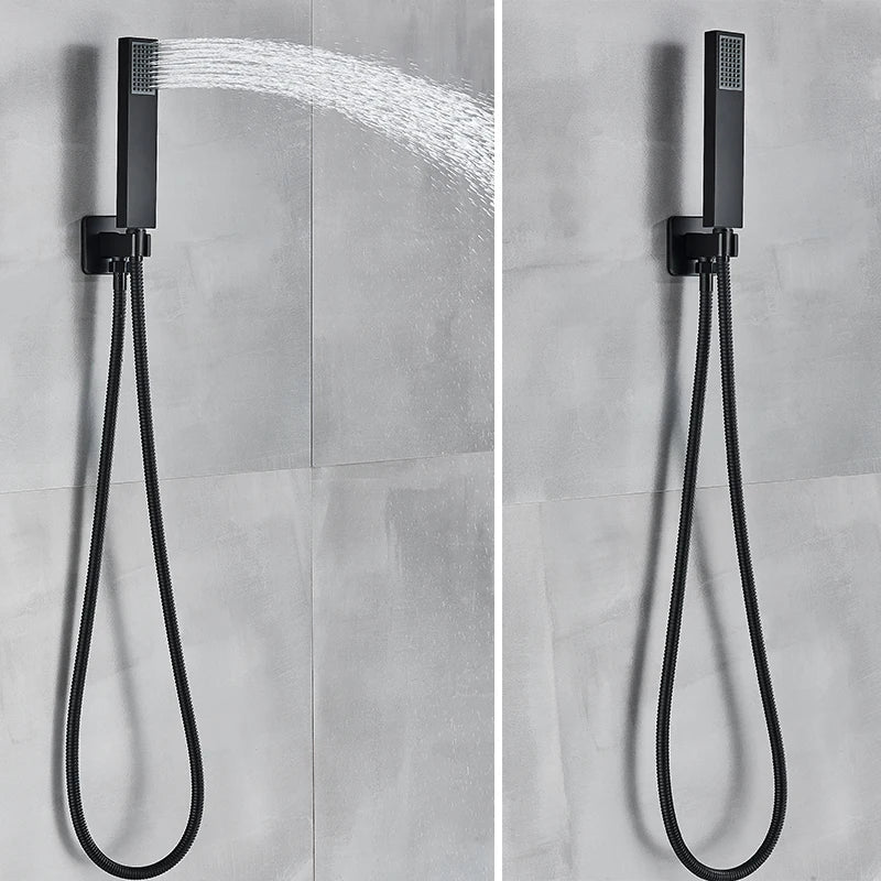 Afralia™ Matte Black Thermostatic Shower Faucet with Ceiling Rainfall Head