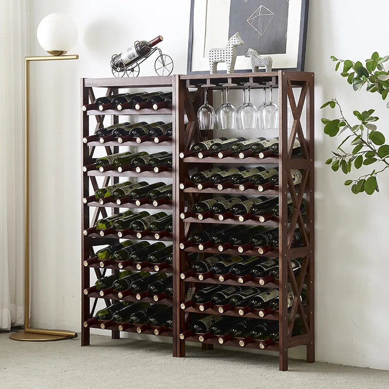 Afralia™ Oak Wood Wine Rack Cabinet Display Shelf for 25-40 Bottles