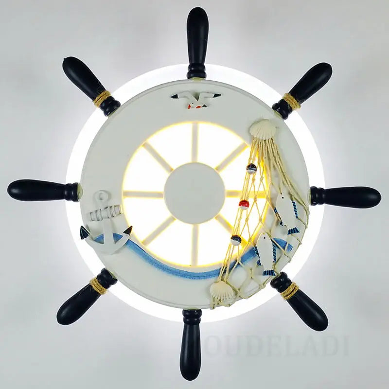 Afralia™ Kids LED Ship Rudder Wall Light - Mediterranean Decor Ocean Theme