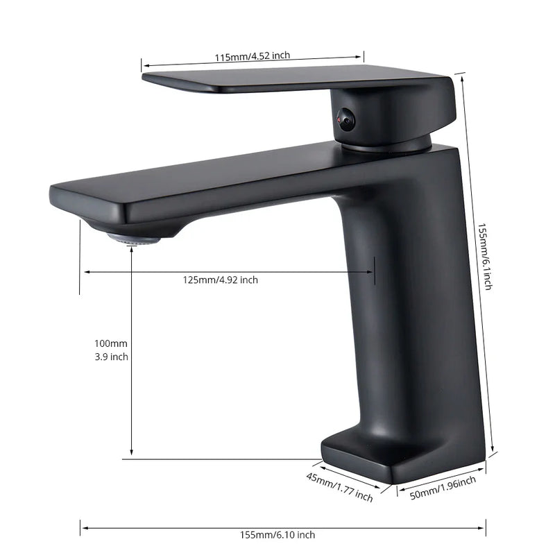 Afralia™ Single Handle Basin Faucet for Wash Basin Sink - Black Deck Mounted Mixer Tap