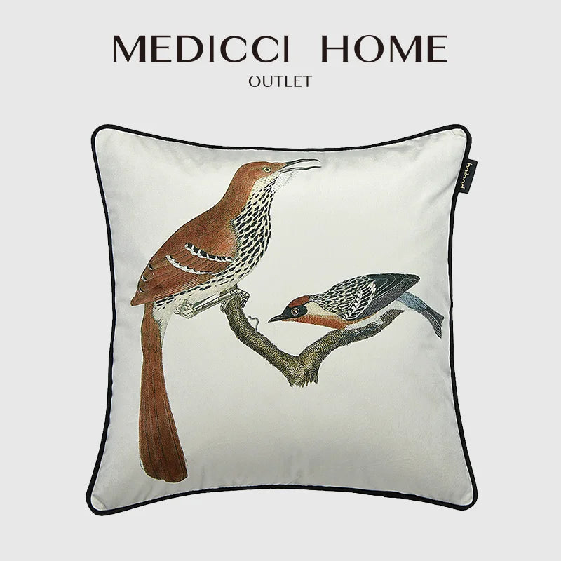 Afralia™ Magpies & Branch Velvet Cushion Cover 50X50cm