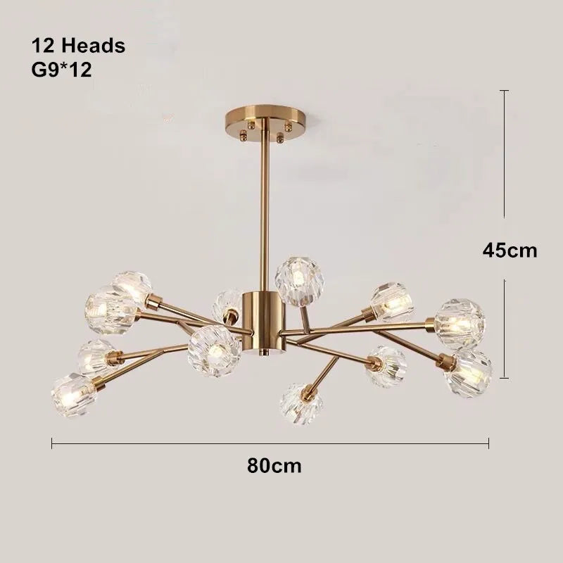 Afralia™ Crystal LED Chandelier: Modern Nordic Design Copper Ceiling Light Fixture