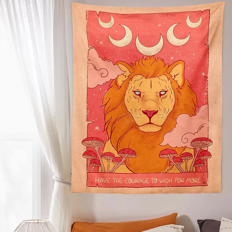 Afralia™ Pink Tarot Tiger Tapestry Wall Hanging: Divination Witchcraft Decor for Living Room