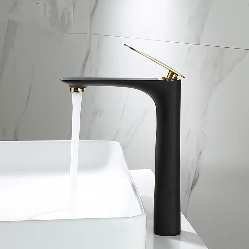 Afralia™ Black & Gold Basin Faucet | Bathroom Sink Tap Hot Cold Mixer Tap