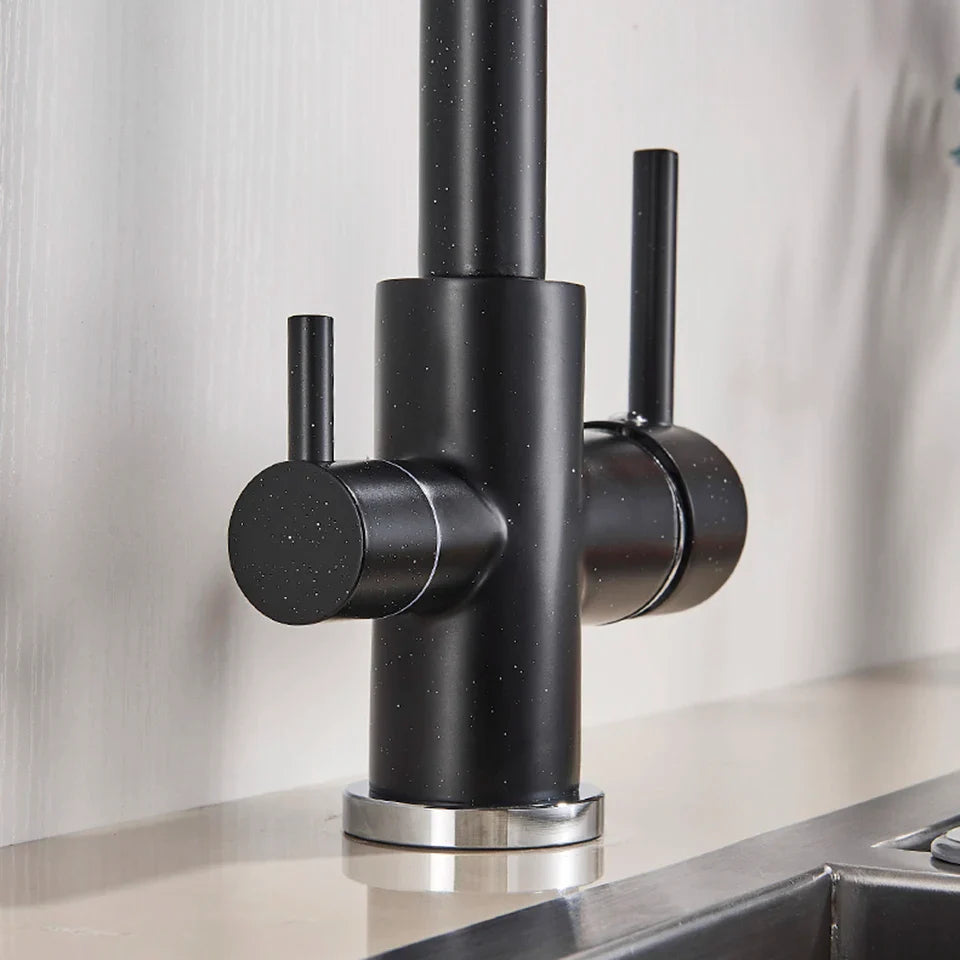 Afralia™ Black Kitchen Faucet with Rotatable Water Purification Feature