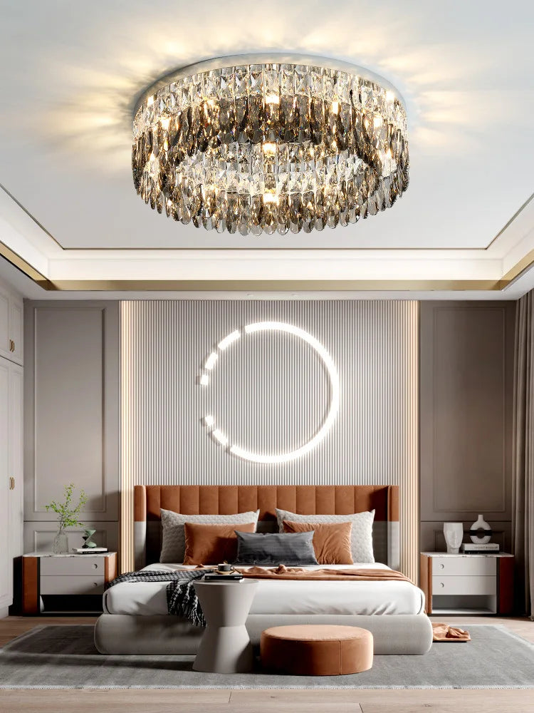 Afralia™ Crystal Chrome Ceiling Lamp - Simple Modern Nordic Living Room Dining Bedroom Lighting