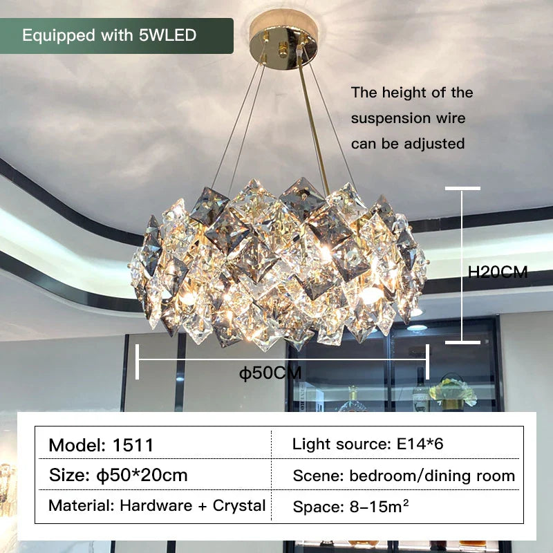 Afralia™ Crystal Chandelier: High-End LED Pendant Light for Living Room, Dining Room & Kitchen